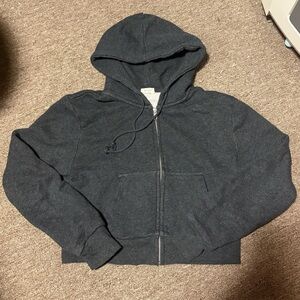 Brandy Melville Dark Gray Crop Zip Up